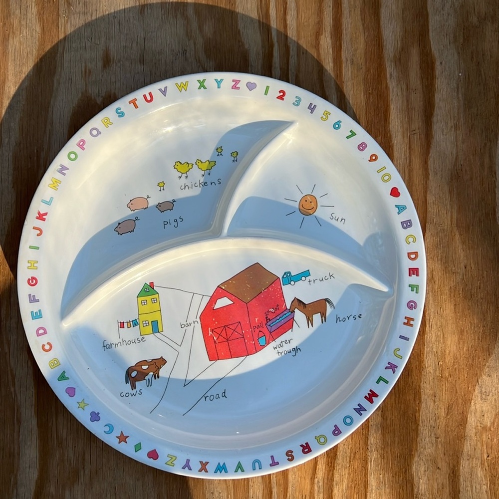 Vintage Anacapa Melamine Ware Children’s Divided Plate Farm 1987 80s